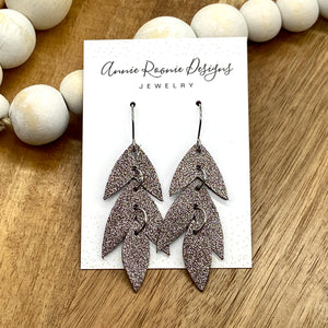 Falling Leaves Earrings in Taupe Sparkle Leather