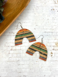 Rainbow Cork Leather earrings