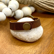 Load image into Gallery viewer, Brandy leather Skinny Cuff Circle ring bracelet