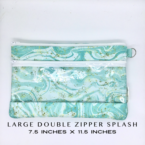 Aqua Marble Double Zipper Splash bag