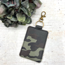 Load image into Gallery viewer, Hand Sanitizer holder keychain in Camo Vegan Leather