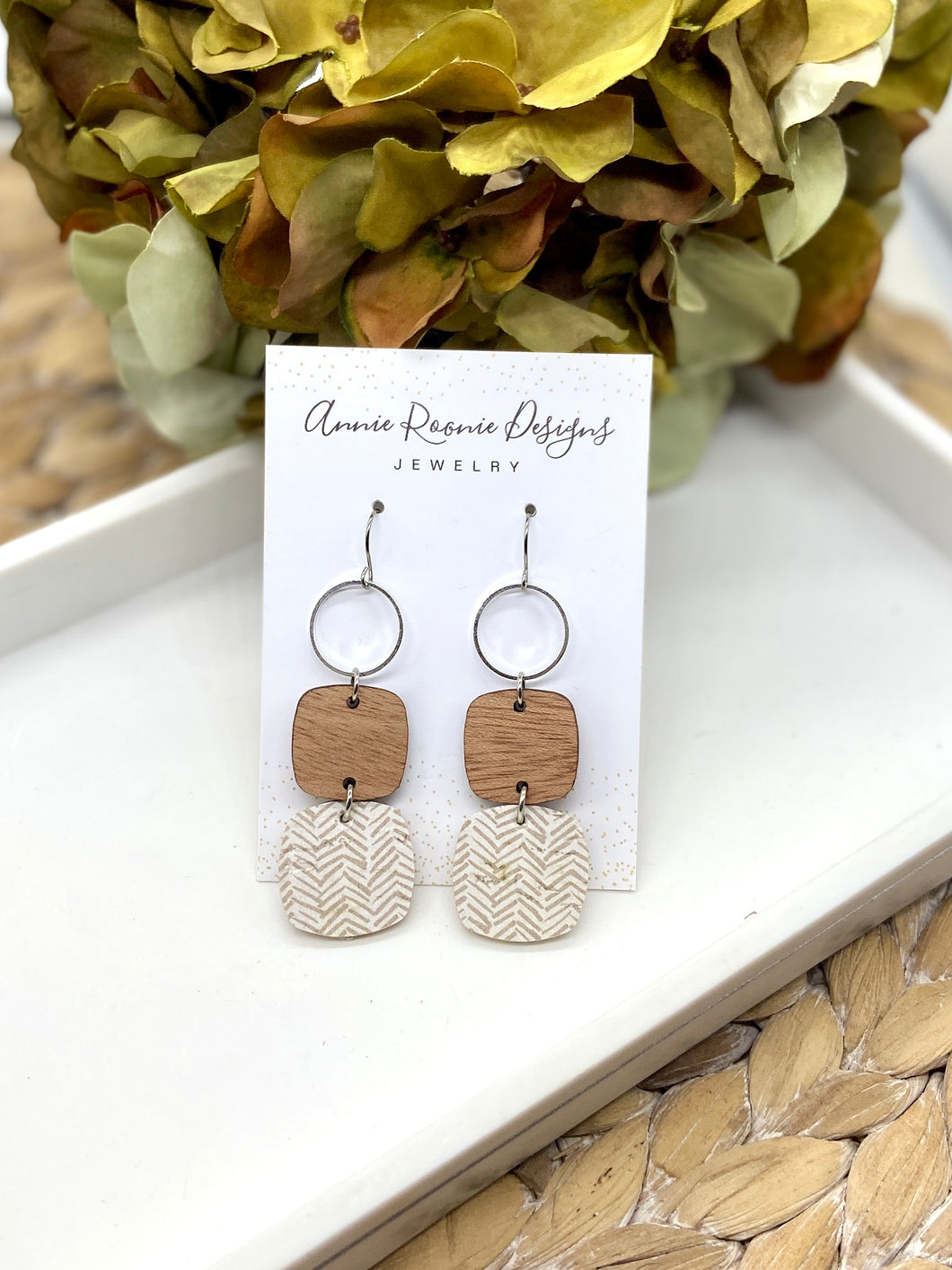 Wood & Leather dangle earrings