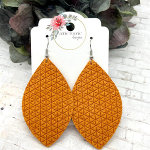 Orange Tiny Triangles Suede Marquis earrings