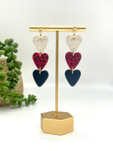 Load image into Gallery viewer, Triple Heart Clay earrings