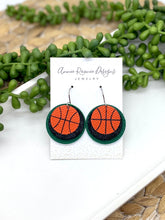 Load image into Gallery viewer, Basketball Round Triple layer earrings
