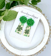Load image into Gallery viewer, Shamrock Clay Skinny Trapezoid Bar earrings