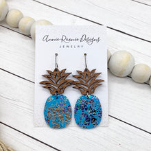 Load image into Gallery viewer, Pineapple Earrings - Wood &amp; Leather