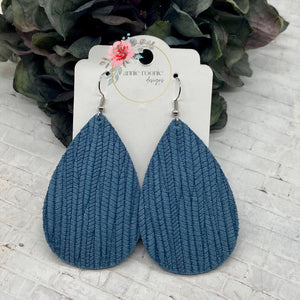 Denim Blue Textured Suede Teardrop earrings