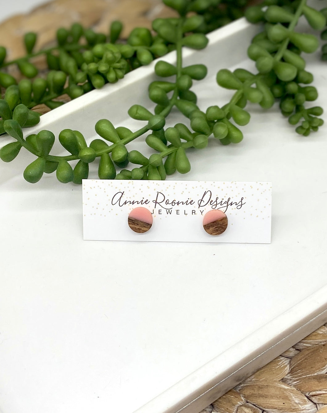 Acrylic & Wood Stud Earrings