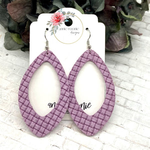Lavender Crosshatch Suede Marquis earrings