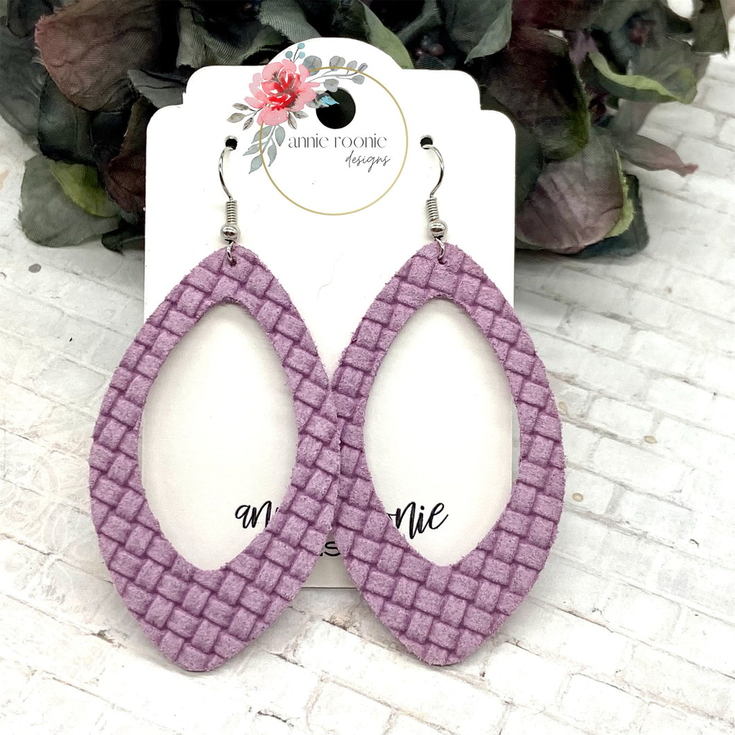 Lavender Crosshatch Suede Marquis earrings