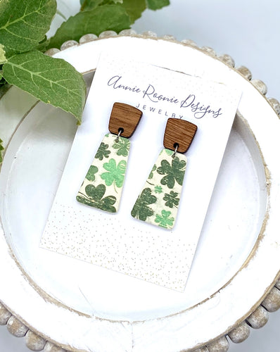 Shamrock Clay Skinny Trapezoid Bar earrings