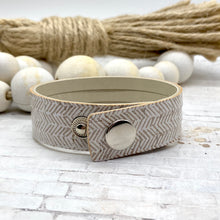 Load image into Gallery viewer, Cream Chevron Cork leather Sliced Cuff bracelet