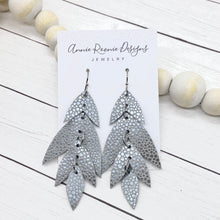 Load image into Gallery viewer, Falling Leaves Earrings in Silver Stingray leather