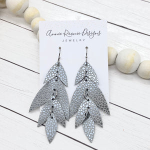 Falling Leaves Earrings in Silver Stingray leather