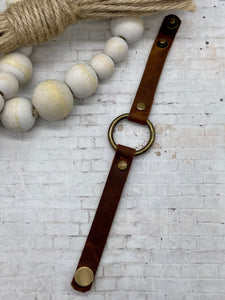 Brandy leather Skinny Cuff Circle ring bracelet