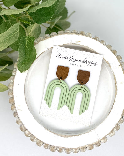 Mint Green Rainbow Clay earrings