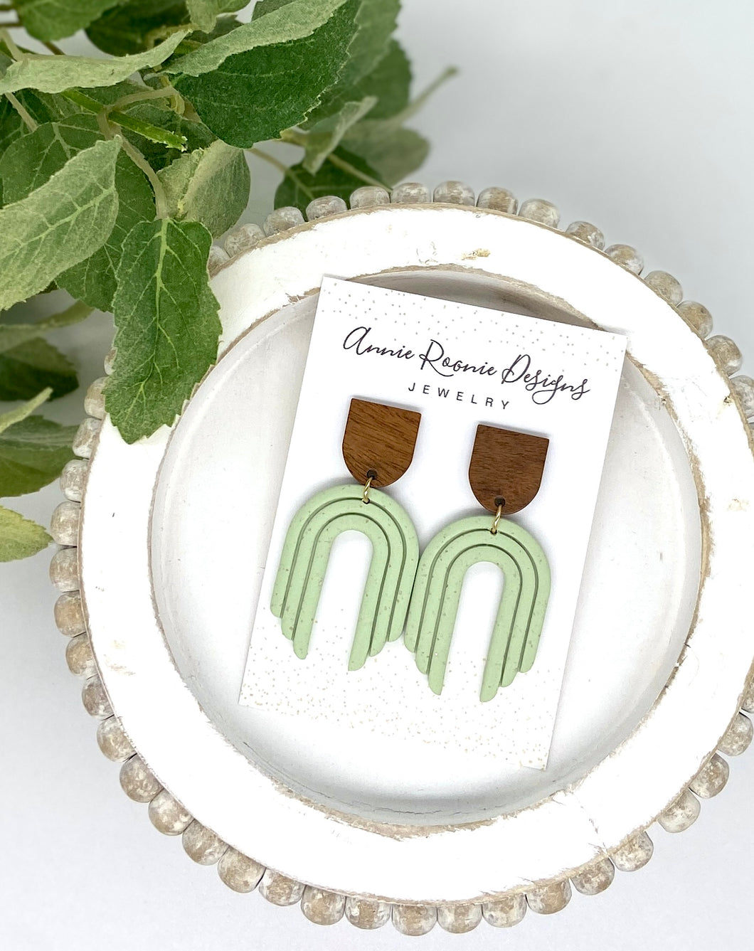 Mint Green Rainbow Clay earrings