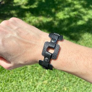 Black leather Square link bracelet