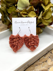 Rust Macrame leaf earrings
