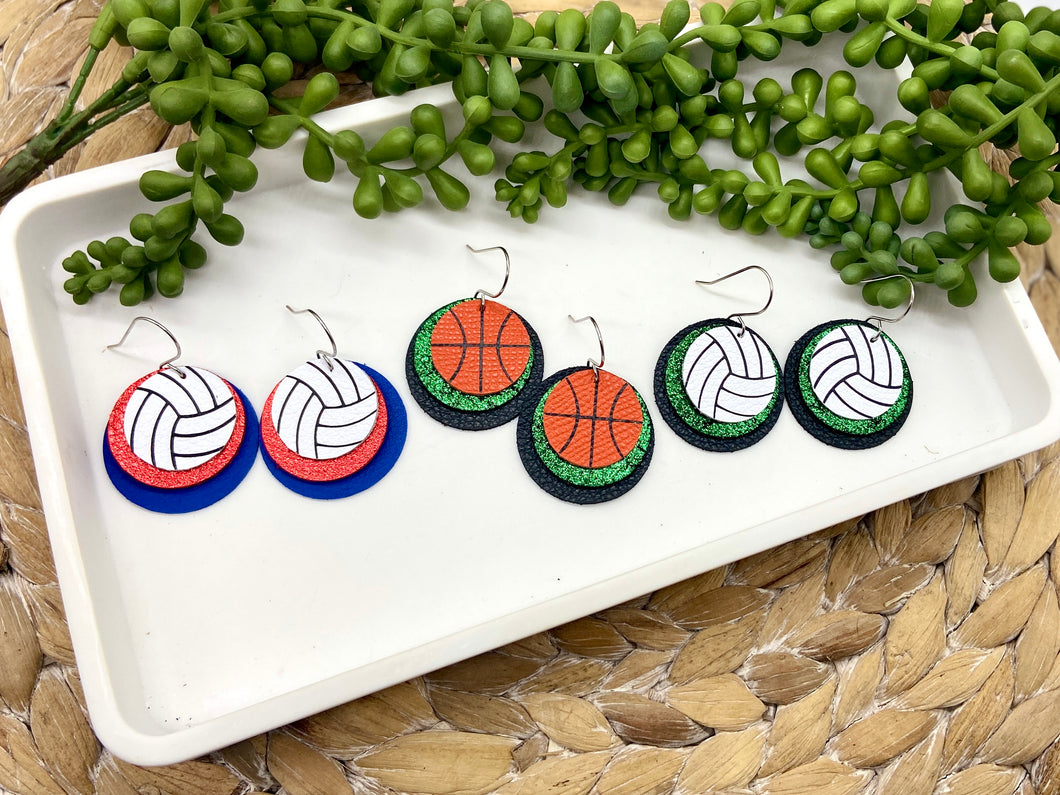 Volleyball Round Triple layer earrings