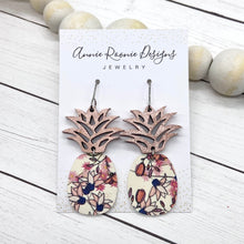 Load image into Gallery viewer, Pineapple Earrings - Wood &amp; Leather