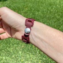Load image into Gallery viewer, Maroon leather Rectangle link bracelet