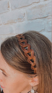 Brandy leather Triangle link headband