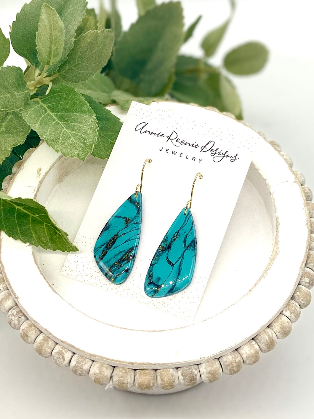 Faux Turquoise Clay Angled Bar earrings
