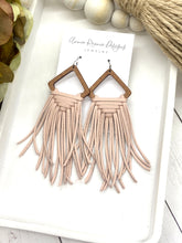Load image into Gallery viewer, Woven Fringe Earrings in Blush leather