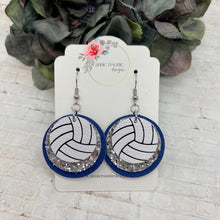 Load image into Gallery viewer, White Leather Volleyball Round earrings