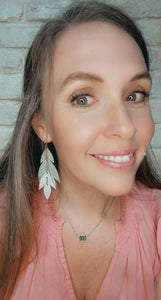 Falling Leaves Earrings in Silver Stingray leather