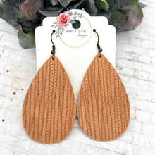 Load image into Gallery viewer, Peach Striped Textured Suede Teardrop earrings