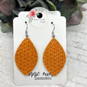 Orange Tiny Triangles Suede Marquis earrings