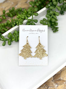 Leather Christmas Tree earrings