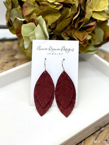 Petite Double Fringe earrings in suede leather