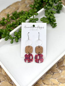 Christmas Cork & Wood dangle earrings