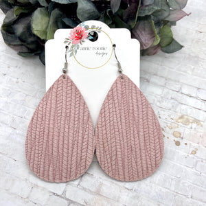 Blush Striped Textured Suede Teardrop earrings