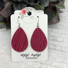 Load image into Gallery viewer, Raspberry Striped Textured Suede Teardrop earrings
