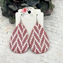 Load image into Gallery viewer, Red Chevron Leather Teardrop earrings