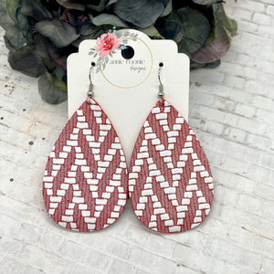 Red Chevron Leather Teardrop earrings
