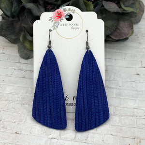 Blue Striped Textured suede Angled Bar earrings