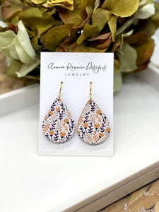 Fall Printed Wooden Teardrop earrings