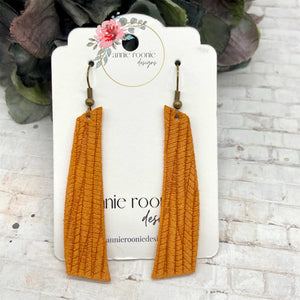 Orange Striped Textured Suede Curved Bar earrings