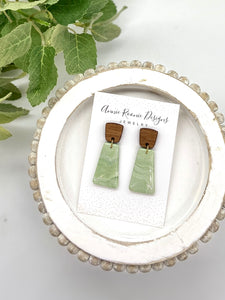 Jade inspired Clay Oblong Bar earrings